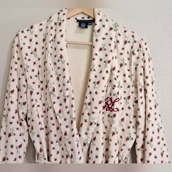 Ralph Lauren Floral Lined Robe XS/S 100% Cotton - Picture 8 of 14